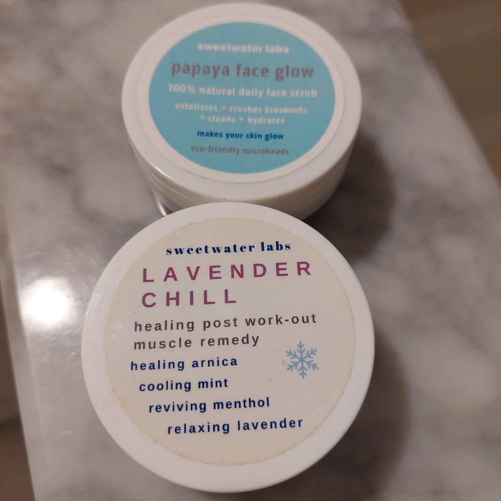 Sweetwater Labs Lavender Chill Muscle Remedy & Papaya Face Glow Scrub